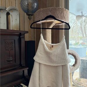 Sweet Off-Shoulder Cream Sweater